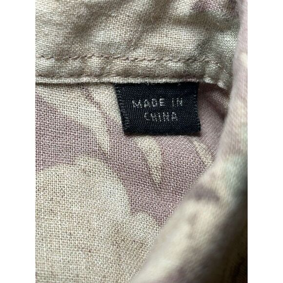 AllSaints Men's Small Short Sleeve Floral Linen Blend Button Up Laysan Shirt - Picture 8 of 11